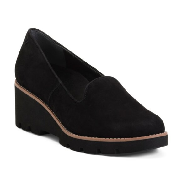 VIONIC Suede Willa Wedge Comfort Loafers - Picture 1 of 2